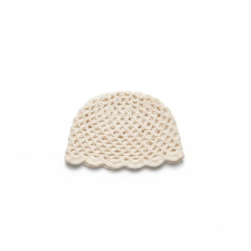 Cappello donna cuffia crochet basic - Beige