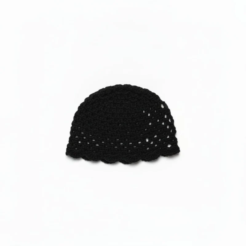 Cappello donna cuffia crochet basic - Nero