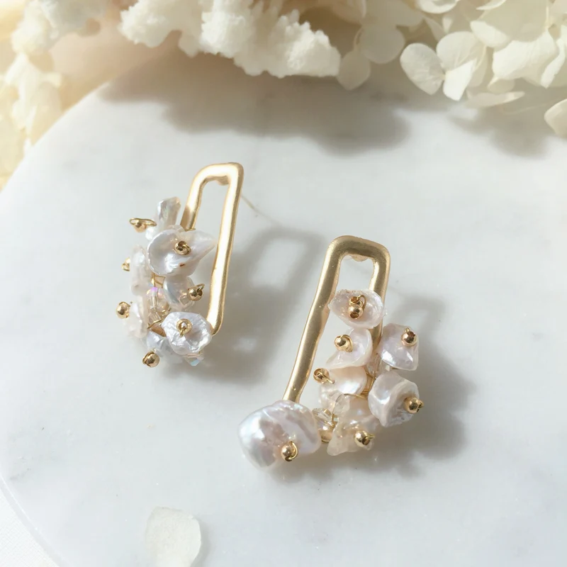 Lavender handcrafted pearl earrings
