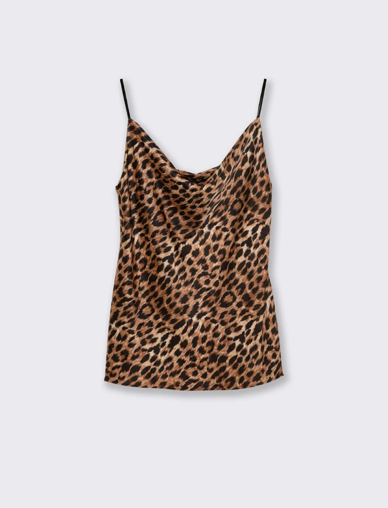 Top con scollo drappeggiato e bretelle sottili - Maculato