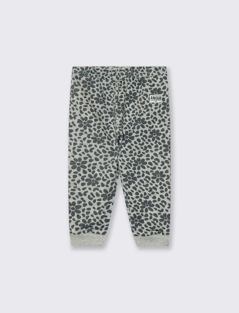 Jogger basico con stampa all over - Grigio mel.