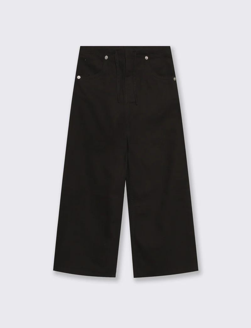 Pantalone gamba larga in cotone drill - Nero