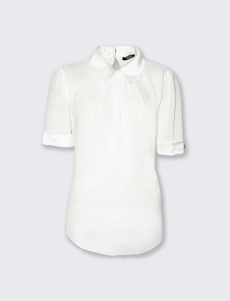 Casacca mezza manica con collo in raso e bottoni oro vintage - Bianco