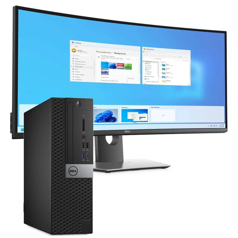 Bundle Dell OptiPlex 7050 SFF + Monitor Curvo 34" Dell UltraSharp: Postazione Completa Ricondizionata con Intel Core i7-6700 FreeDOS