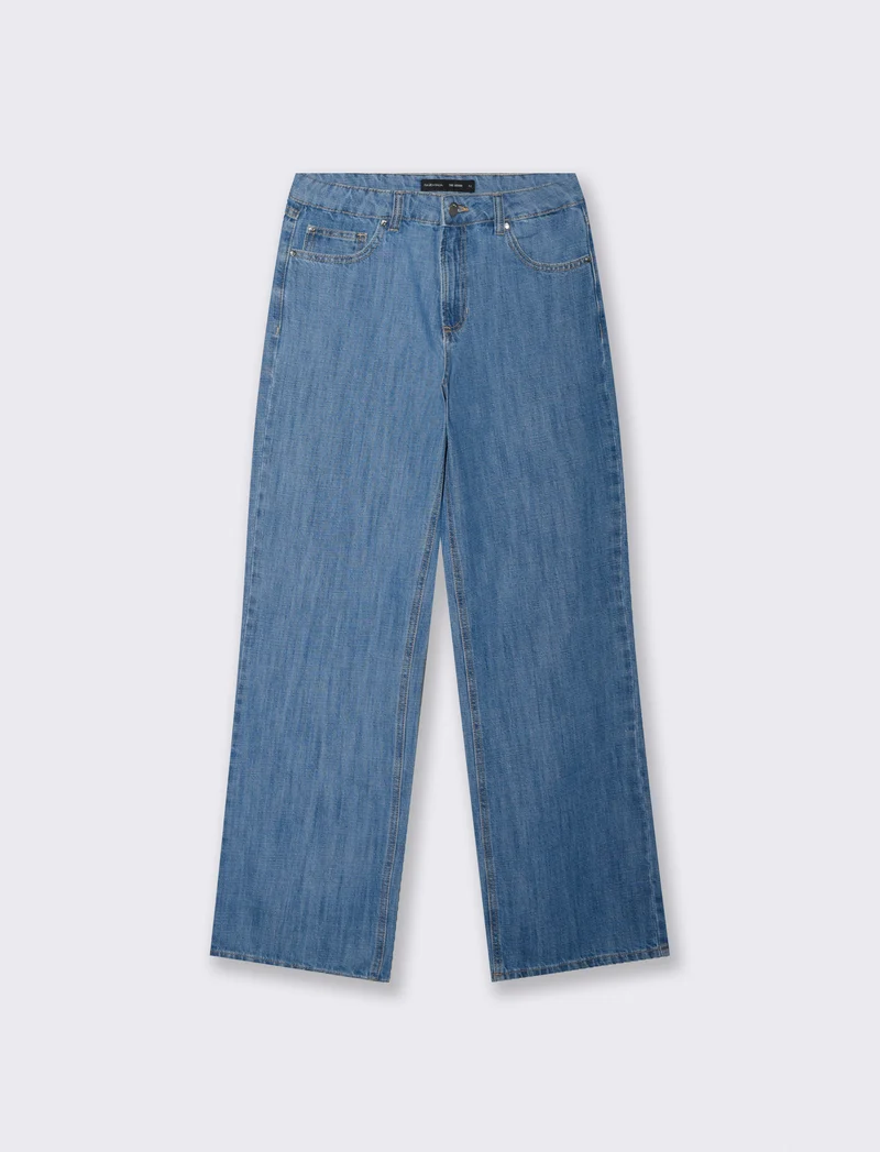 Jeans wide leg high waist 5 tasche - Denim