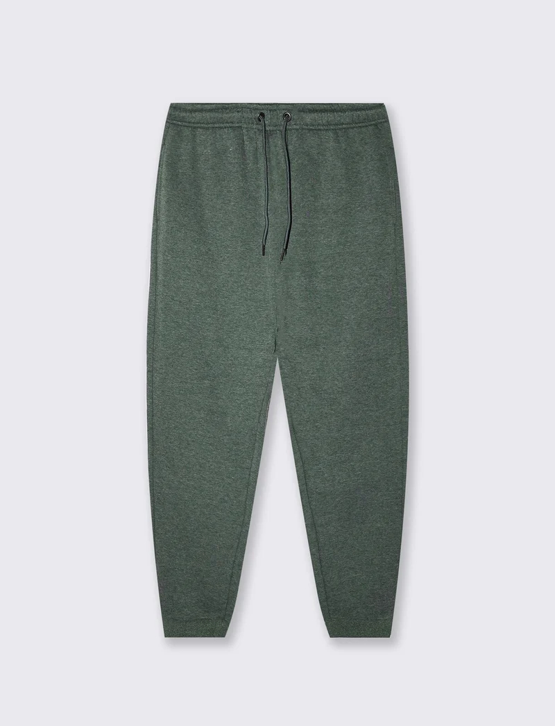 Pantaloni in felpa melange regular fit - Verde scuro