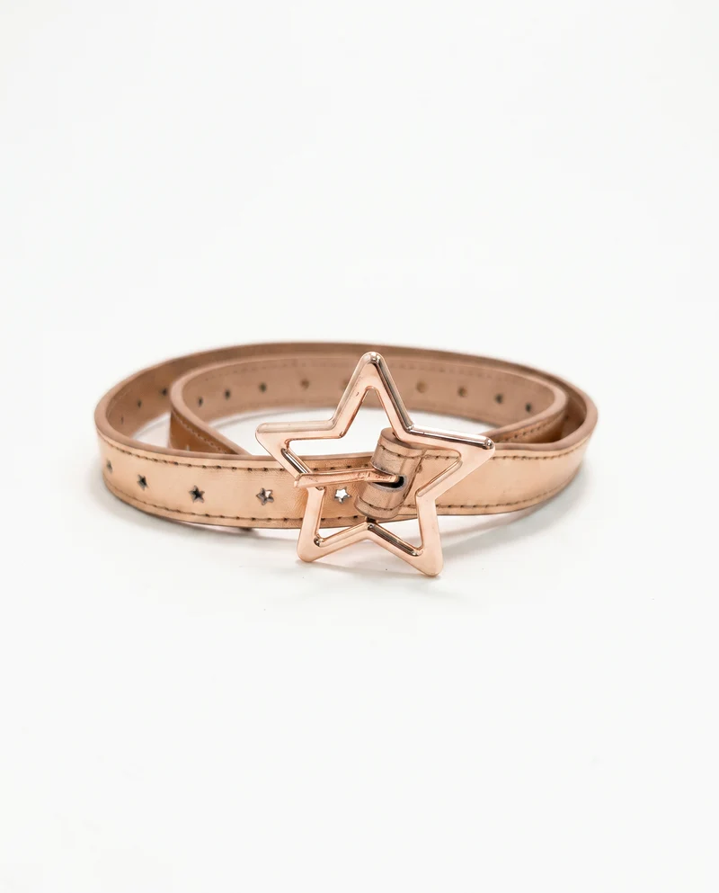 Cintura con asole a forma di stella - Oro rosa