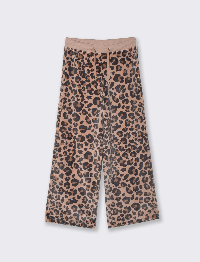 Jogger leopardati in ciniglia ampia - Leopardato