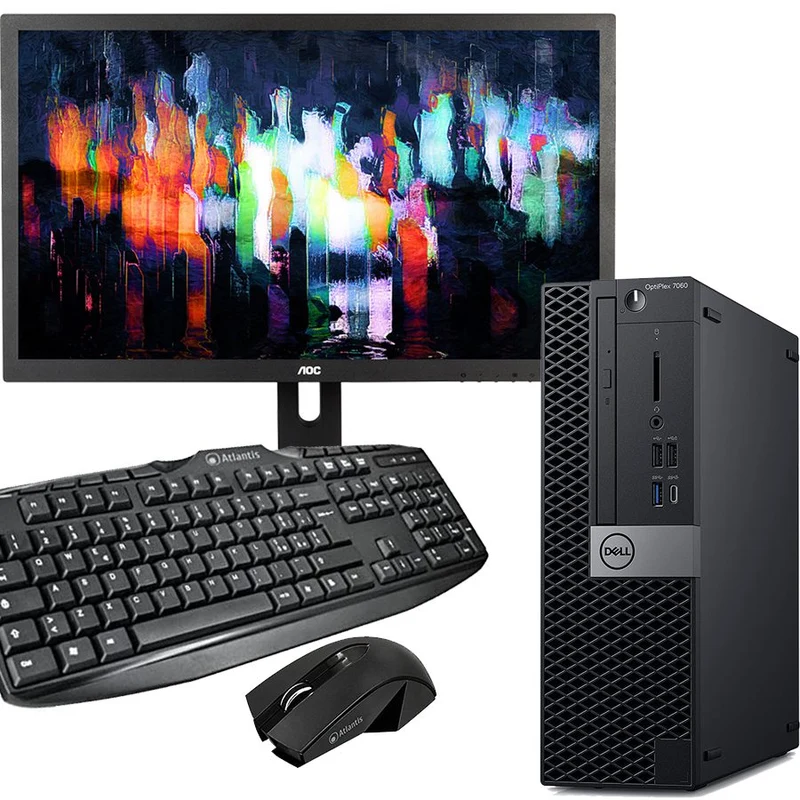 Bundle DELL OptiPlex 7060 Desktop SFF | Intel Core Intel Core i7-8700T 2.4Ghz | Ram 16Gb | SSD 512Gb | Monitor AOC I2475PXQU LED IPS 23.8″ 1920×1080 Pixel Full HD | Kit Mouse e Tastiera con filo