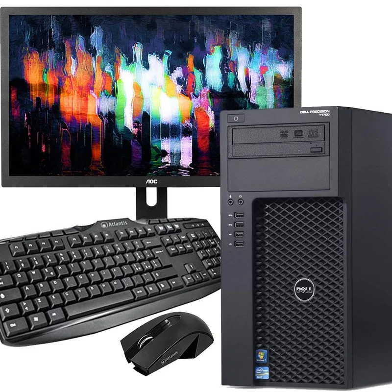 Bundle Dell Precision WORKSTATION T1700 | Intel Core i7-4770 3.4 Ghz | Ram 16Gb | SSD 480Gb | Nvidia Quadro NVS 300/310 | Monitor AOC I2475PXQU LED IPS 23.8″ 1920×1080 Pixel Full HD | Kit Mouse e Tastiera con filo