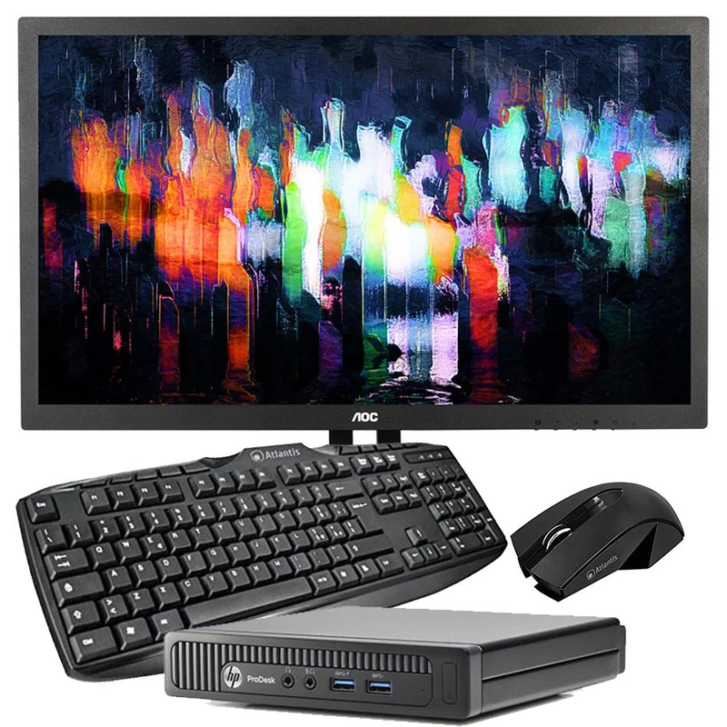 Bundle HP Prodesk 600 G1 DM Tiny Ultra slim | Intel core i5-4590T 3Ghz | Ram 8GB | Hard Disk 500Gb | Monitor AOC I2475PXQU LED IPS 23.8″ 1920×1080 Pixel Full HD | Kit Mouse e Tastiera con filo