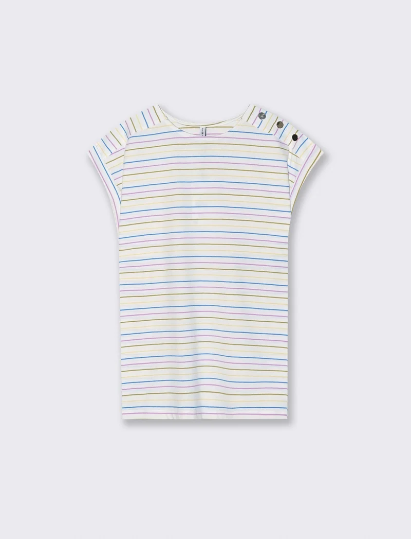 T-shirt a righe con applicazioni spalla - var 1
