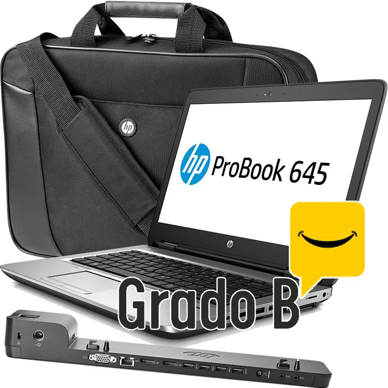 HP ProBook 645 G3 Notebook da 14" HD | AMD A6-8530B 2.3Ghz | SSD 256Gb | Ram 8Gb | Webcam Tastiera ITA | Docking Station HP D9Y32AA e Borsa Porta PC in Omaggio |Windows 10 Pro Grado B
