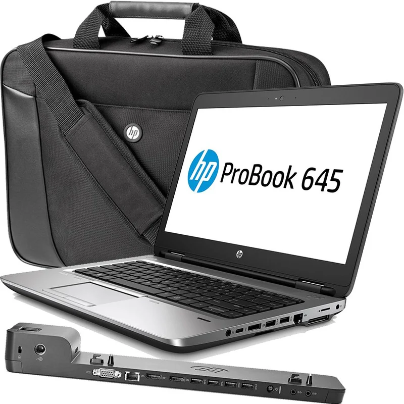 HP ProBook 645 G3 Notebook da 14″ HD | AMD A6-8530B 2.3Ghz | SSD 256Gb | Ram 8Gb | Webcam Tastiera ITA | Docking Station HP D9Y32AA e Borsa Porta PC in Omaggio |Windows 10 Pro