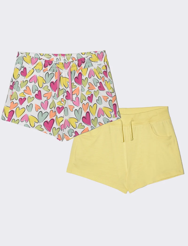 Short 2 pack in jersey con tasche - Giallo