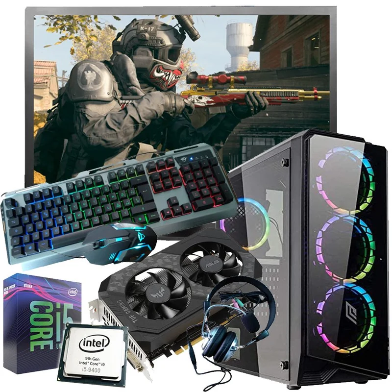 Bundle Pc Gaming Intel i5 | ASUS TUF-GTX 1650 GAMING | 16 Gb Ram DDR4 | 128Gb M.2 + 1Tb Sata | Monitor 27″ AOC 2ms | Kit Mouse e tastiera Gaming RGB | Headset Cuffie e microfono | Win10 Pro| Nuovo