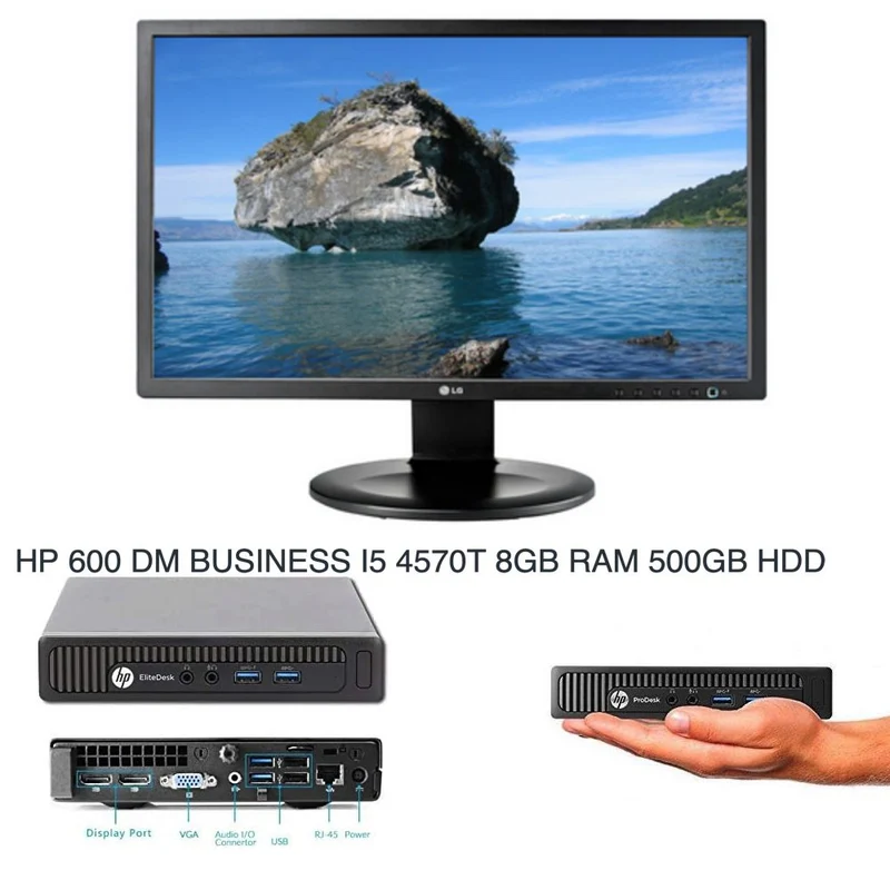 HP 600 G1 DM Intel core i5 4570 8gb 500gb + Monitor LG 24MB35PM 24″ Pollici FullHD