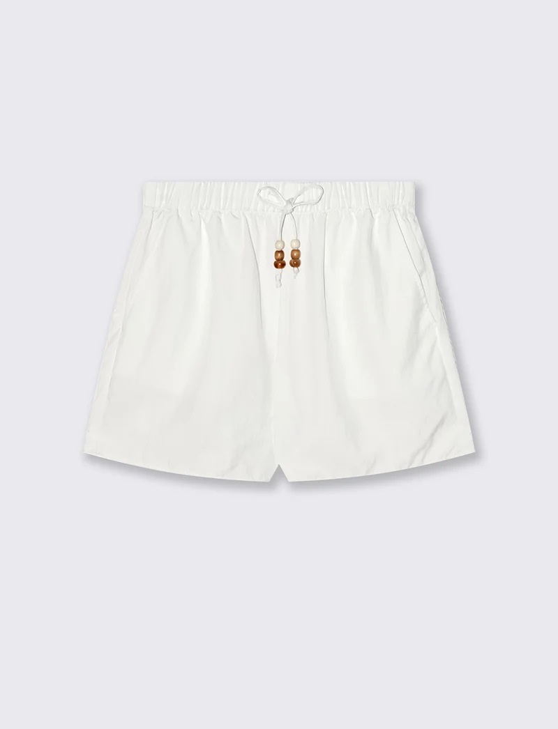 Short elasticizzati con laccetto davanti - Bianco
