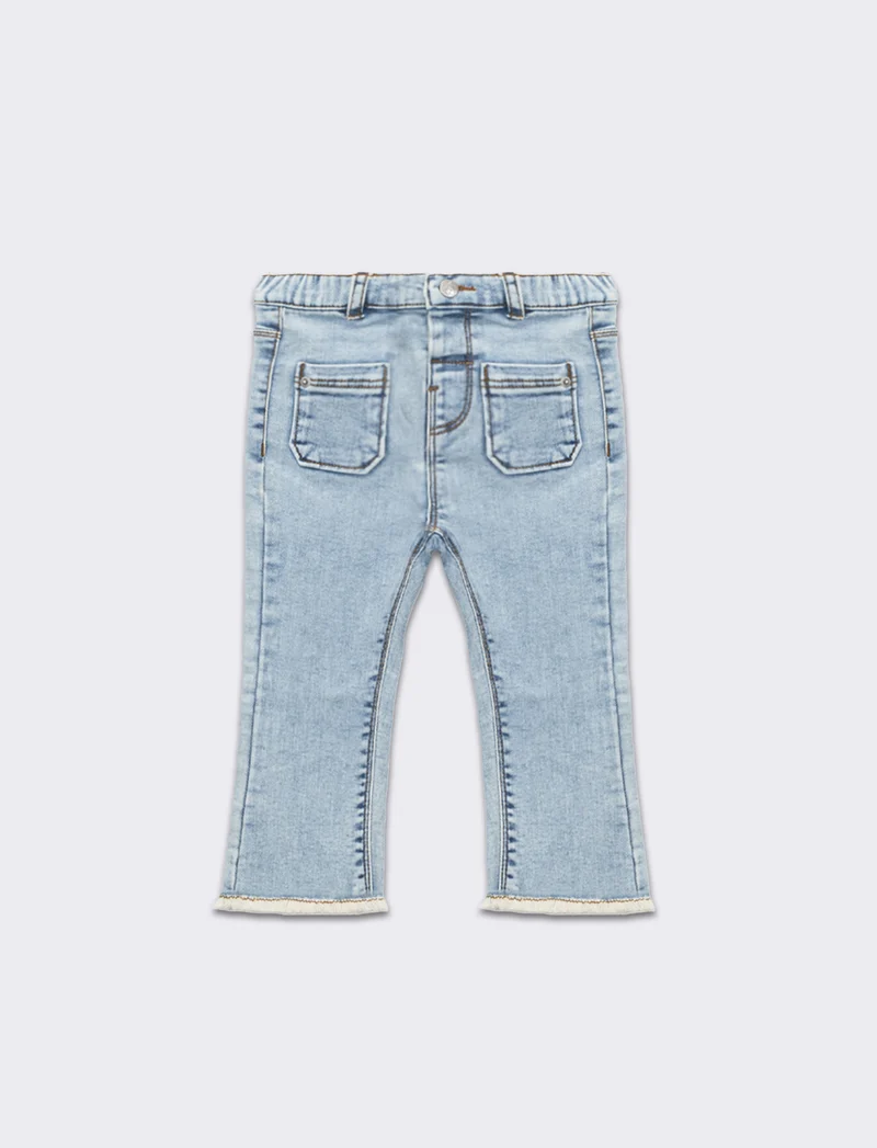 Jeans con taschine da neonata - Denim chiaro