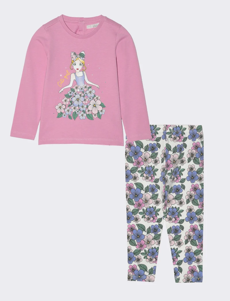 Completo 2 pezzi maglia e leggings da neonata - Rosa