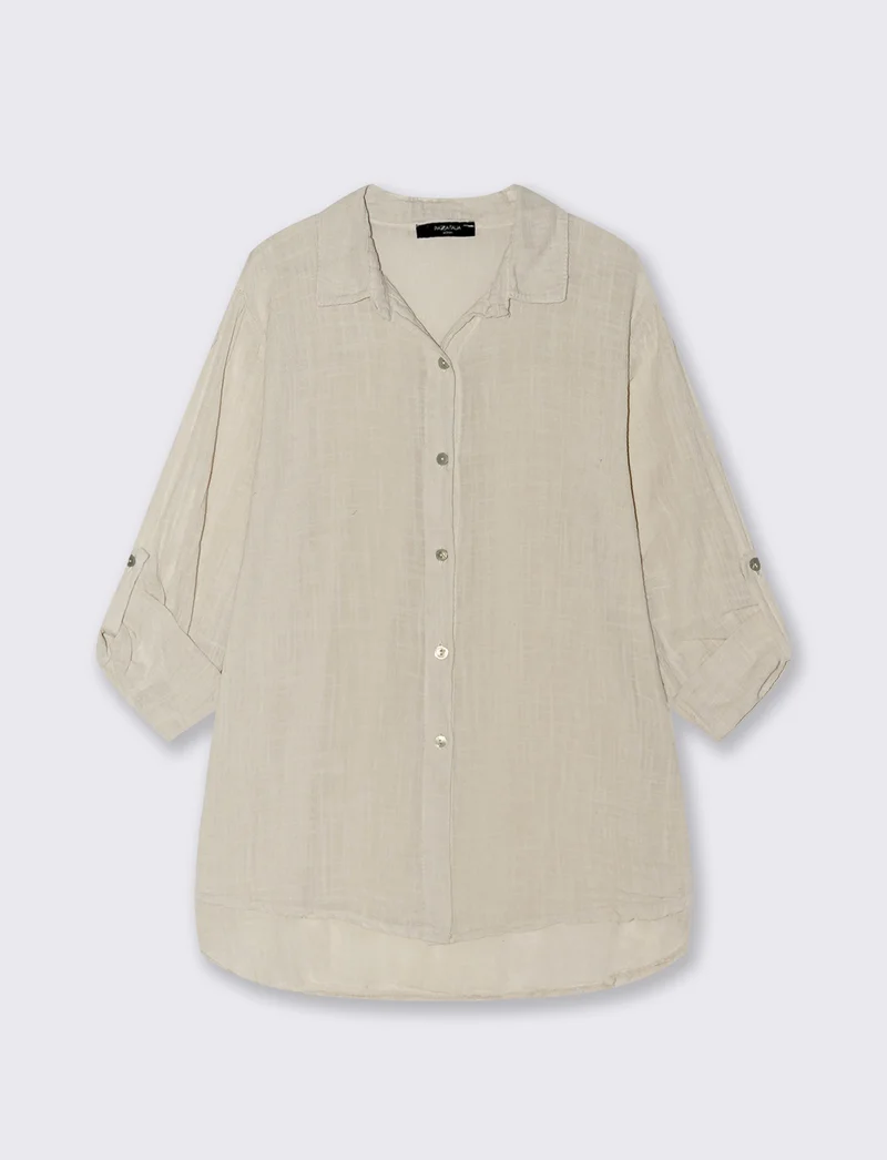 Camicia lunga in cotone per donna - Beige