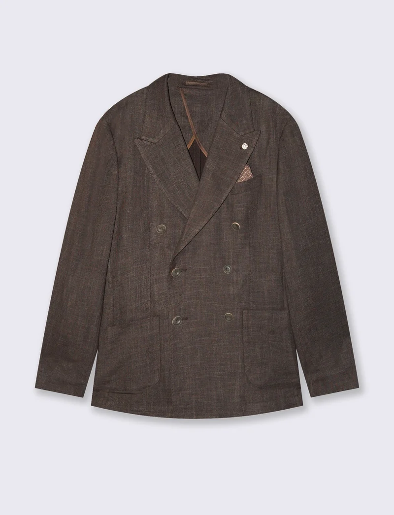 Blazer Doppio Petto Formal Fit Elegante - Moro