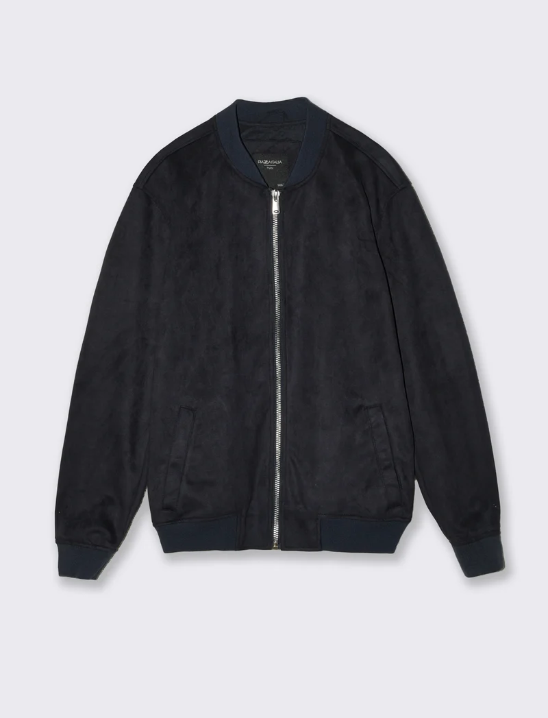 Giubbotto bomber effetto scamosciato - Blu