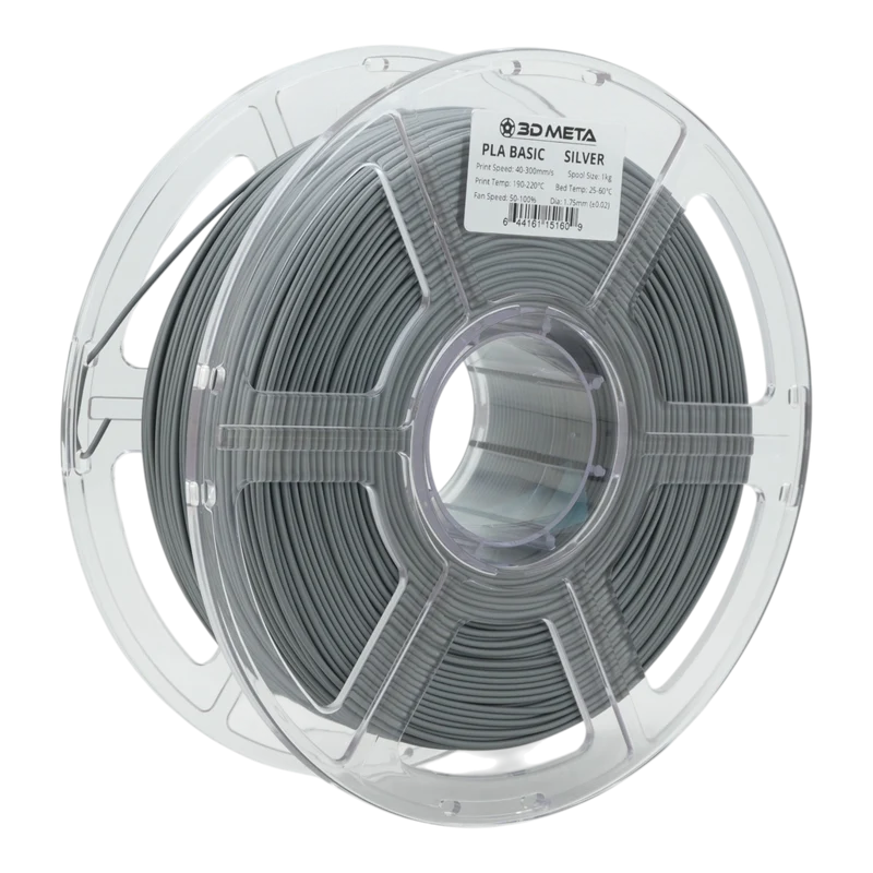 3D META PLA Basic 3D Printing Filament - Silver