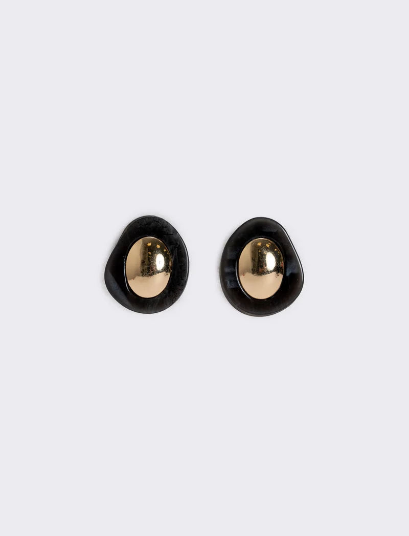 Orecchini bottone con clip - Grigio