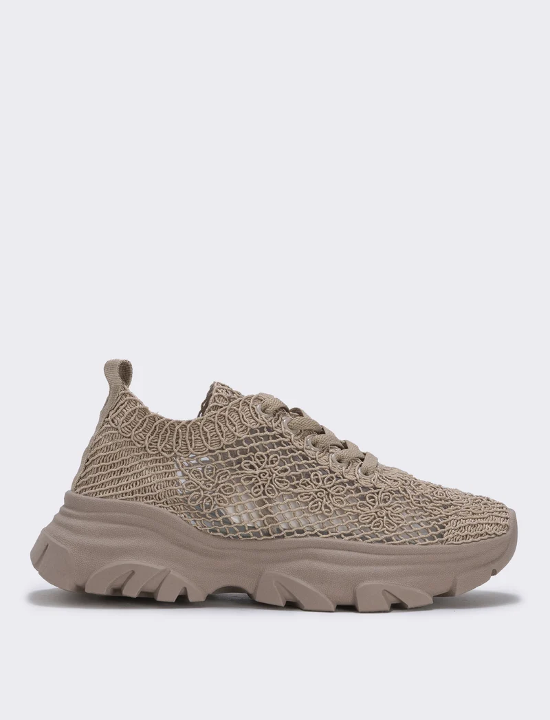 Sneakers effetto macramè colorate - Beige