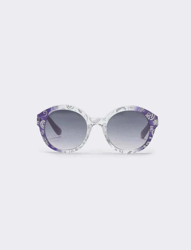 Occhiali tondi con glitter brillanti - Lilla