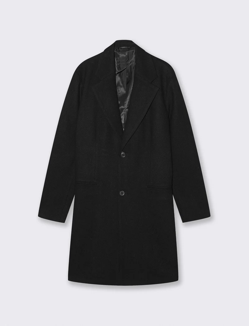 CAPPOTTO CLASSICO TESSUTO DIAGONALE - Nero
