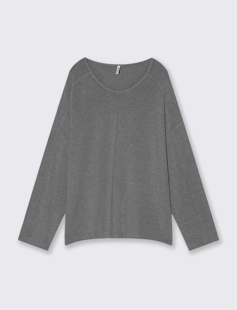 T-Shirt Manica Lunga con Spalla Scesa - Grigio scuro