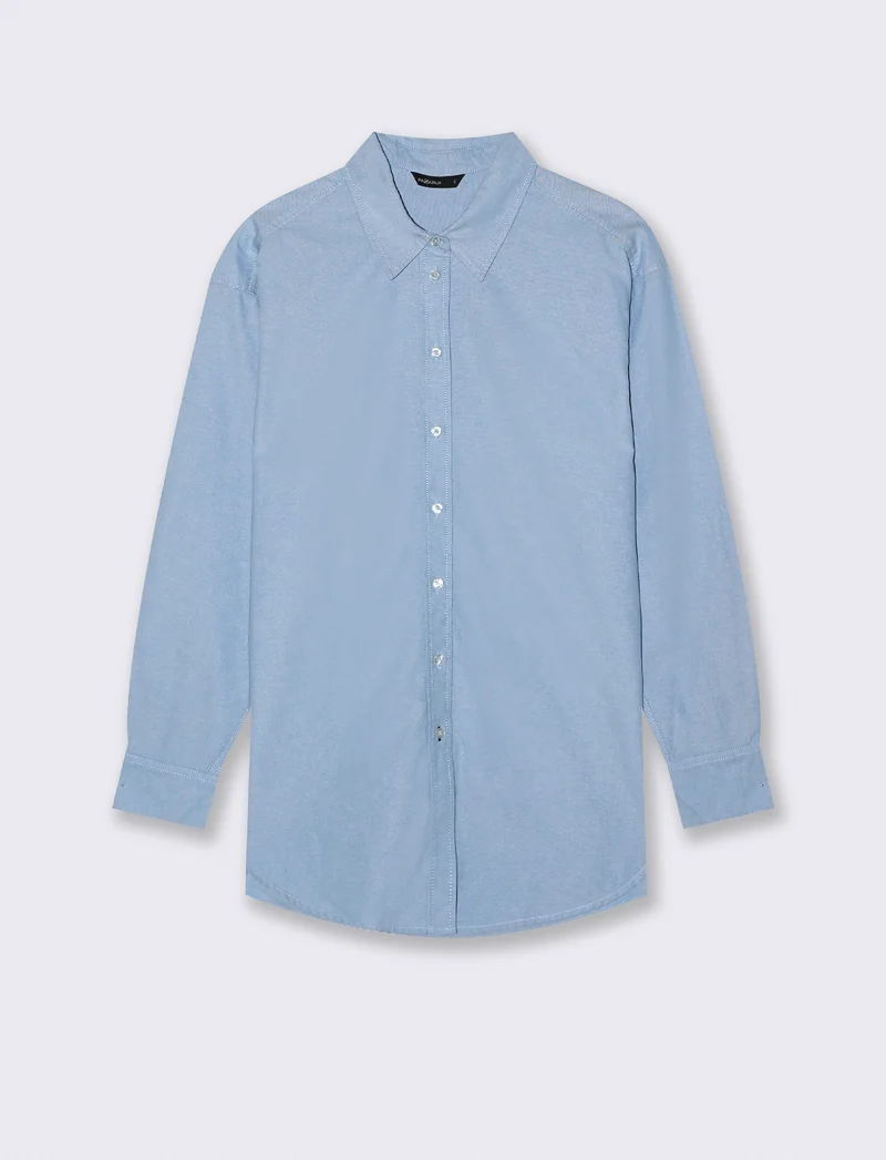 CAMICIA IN COTONE - Celeste