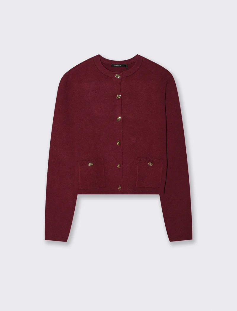 MAGLIA CARDIGAN CORTO CON TASCHE - Vinaccia