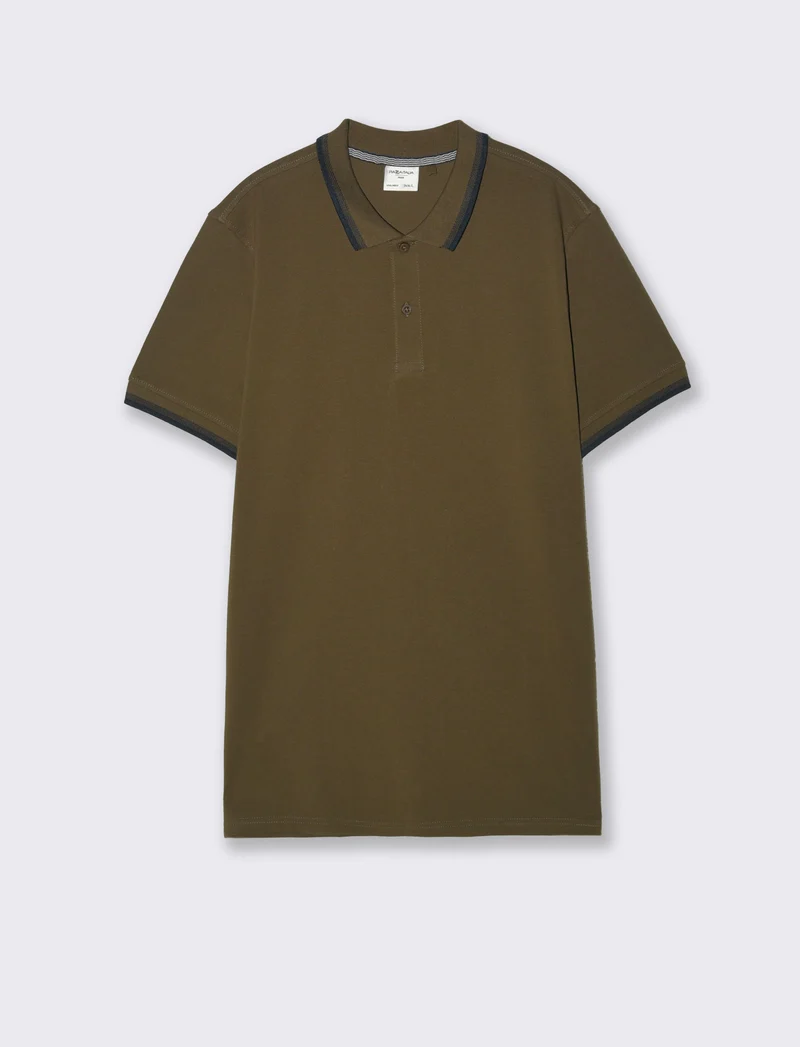 Polo in piquet con contrasti da uomo - Verde kaki