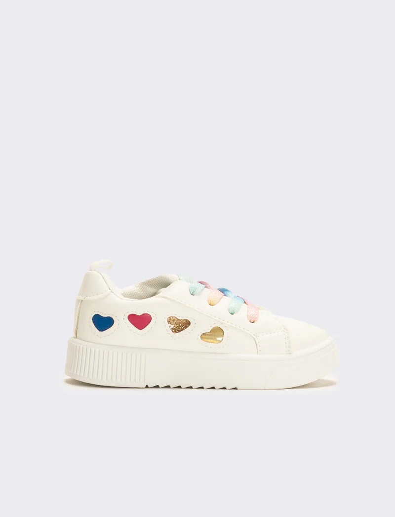 Sneakers da bambina con cuori - Bianco