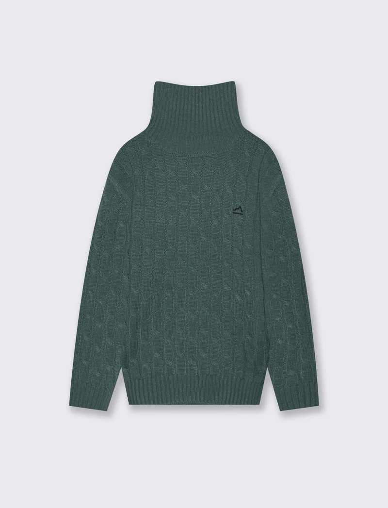 Maglia collo alto a traccia. - Verde