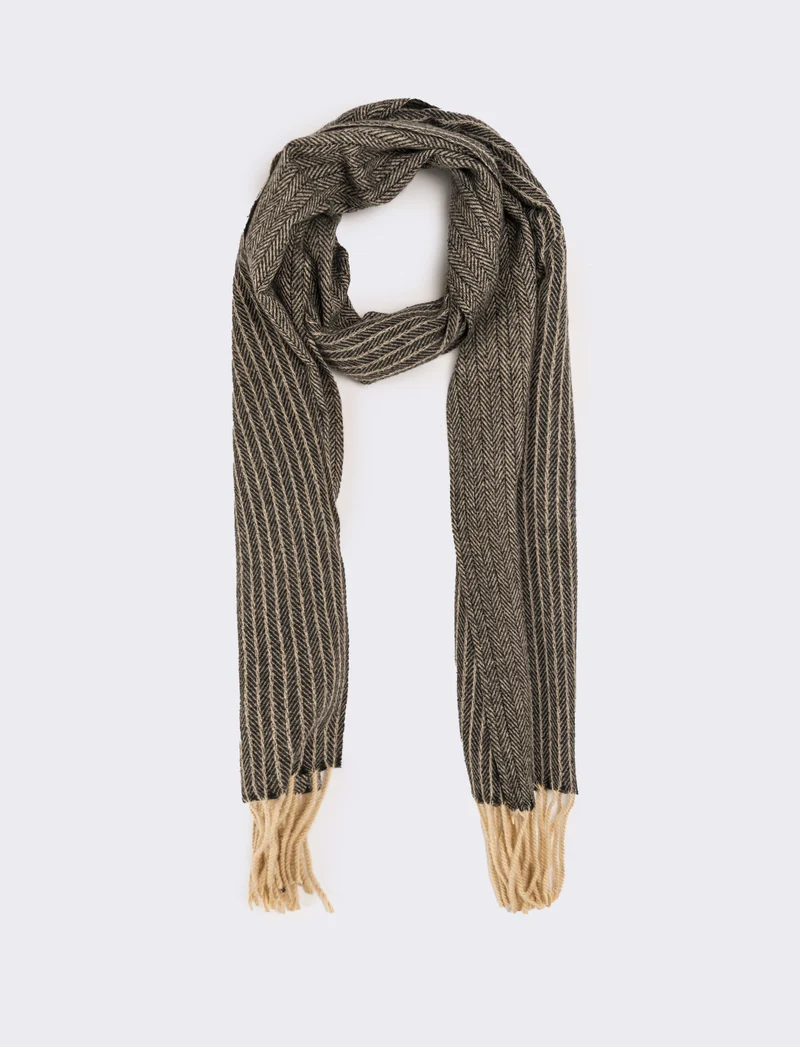 Sciarpa spigata e rigata uomo - Grigio