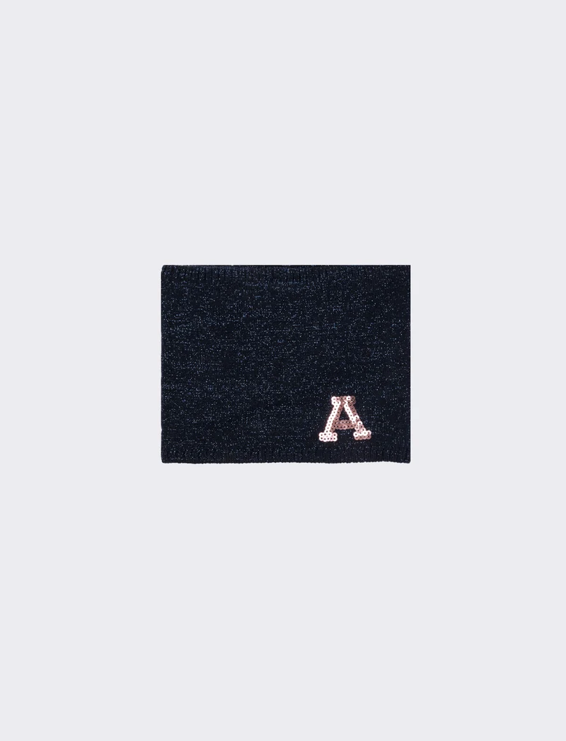 Collo bambina con lettera paillettes - Blu