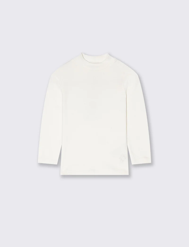 T-shirt mezzo collo caldo cotone. - Bianco latte
