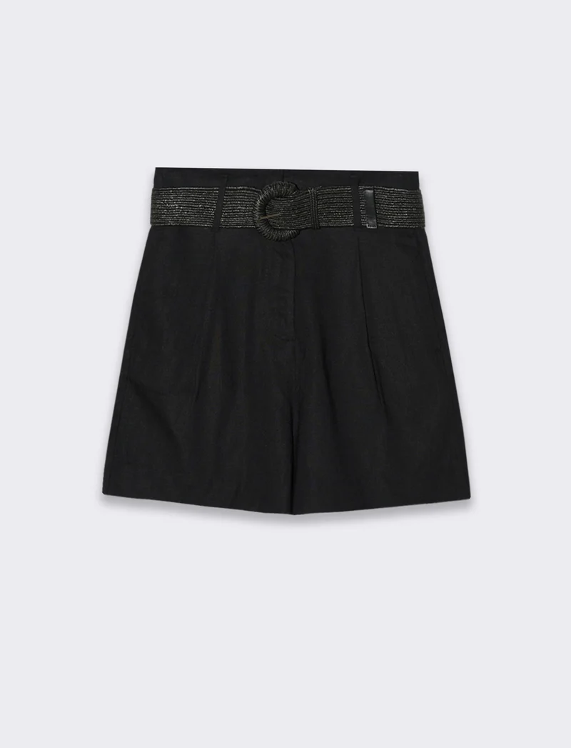 Short con cintura da donna - Nero