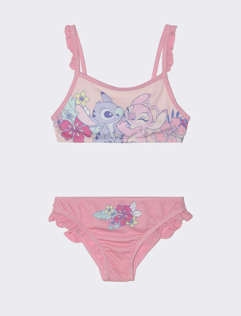 Costume due pezzi Stitch & Angel da bambina - Rosa