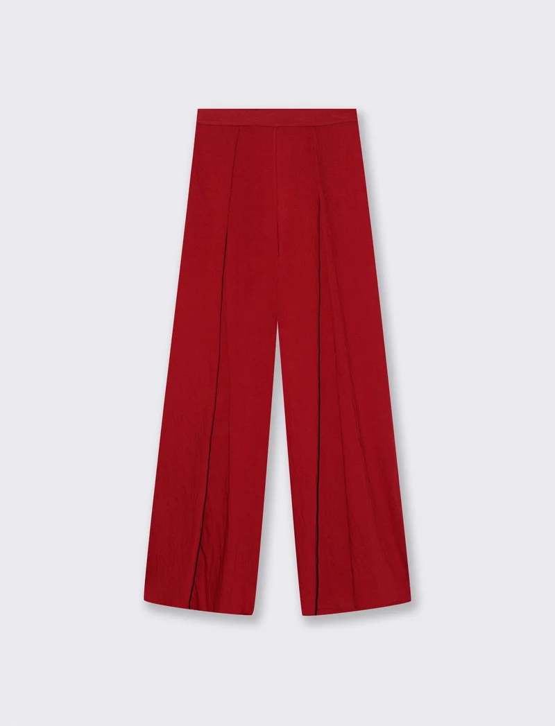 Pantalone palazzo con pences - Rosso