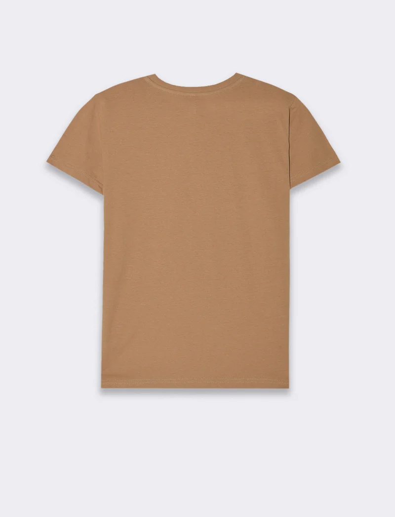 T-shirt con stampa da donna - Caramello