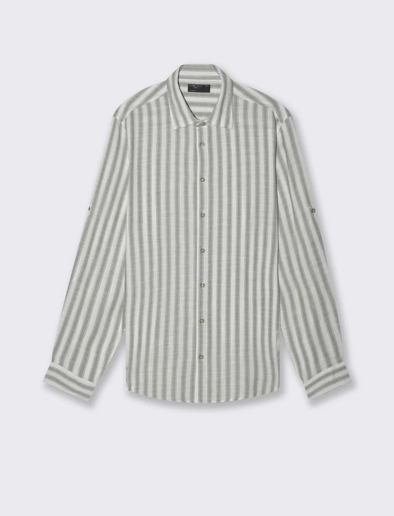 Camicia a righe da uomo - Verde salvia