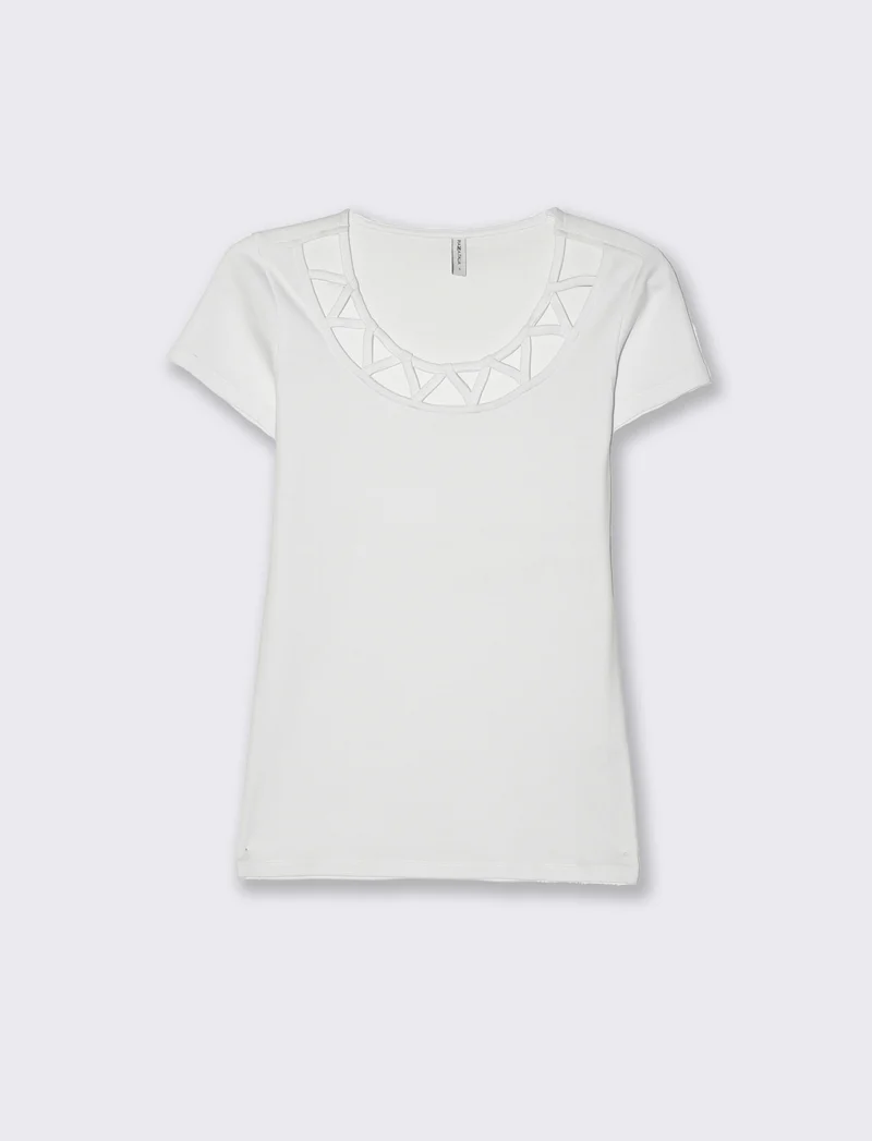 T-shirt con intreccio sul collo da donna - Bianco