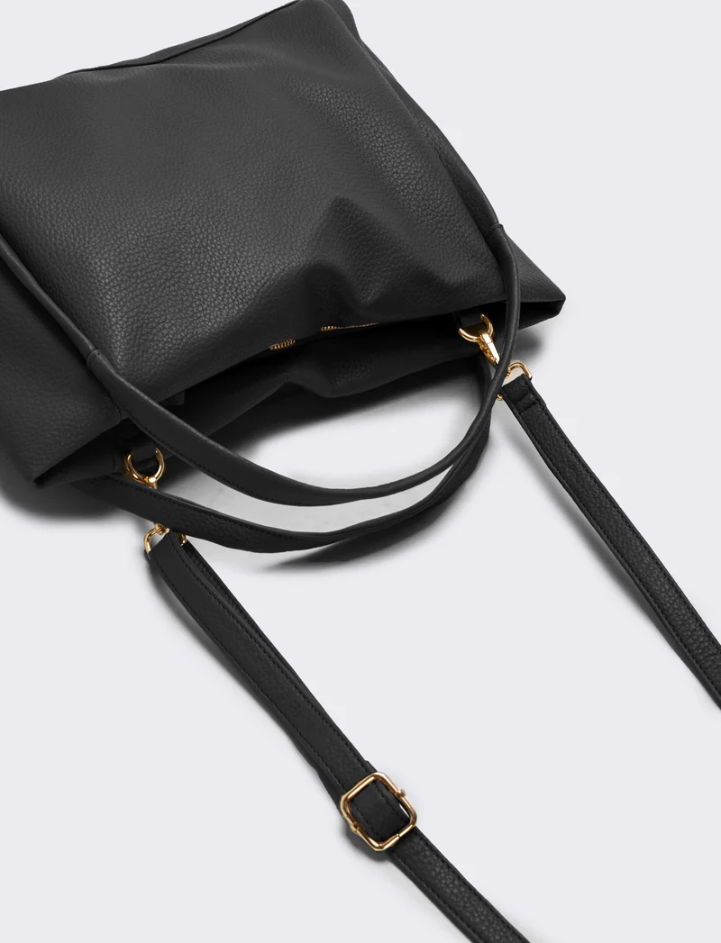 Borsa shopping 2 manici morbida donna - Nero