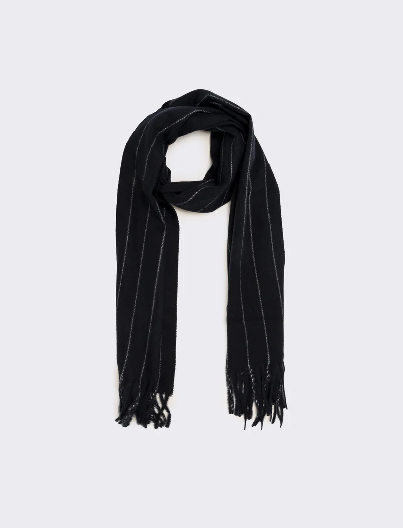Sciarpa uomo a righe con frange - Blu