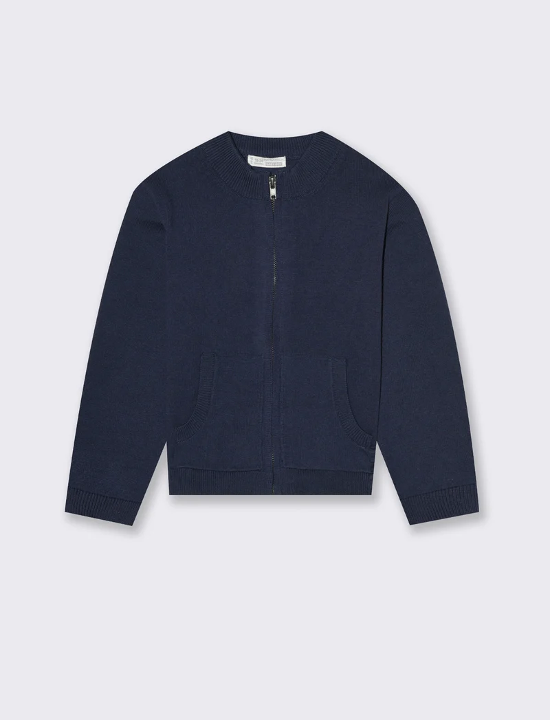 Cardigan basico con zip - Blu